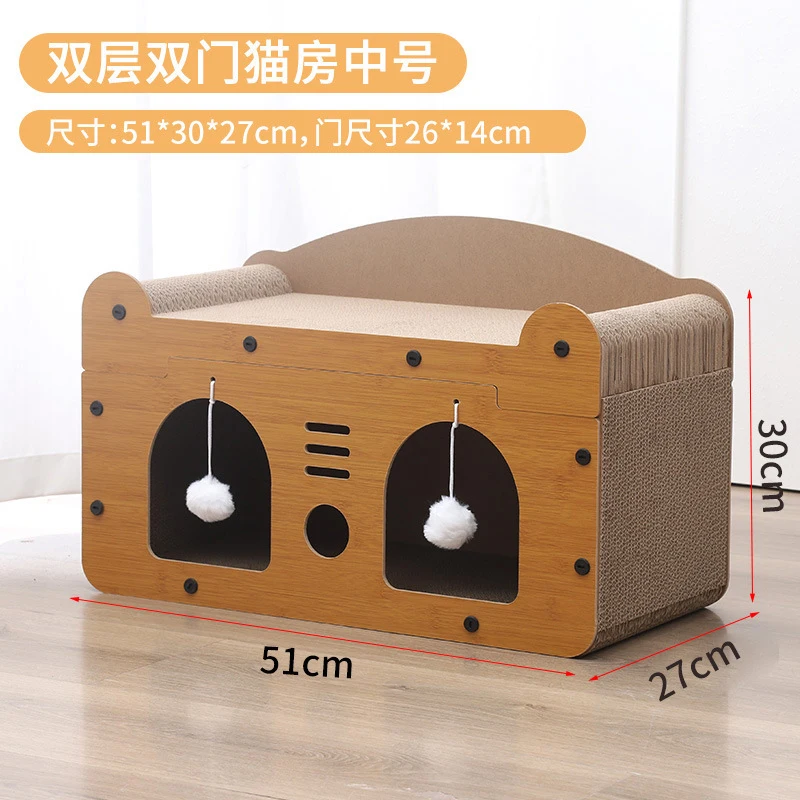 Cat Scratching Board and Cat House All-in-One, Extra-Large Cat Villa, Wear-Resistant and Non-Shedding, Wall-Mounted - view 4