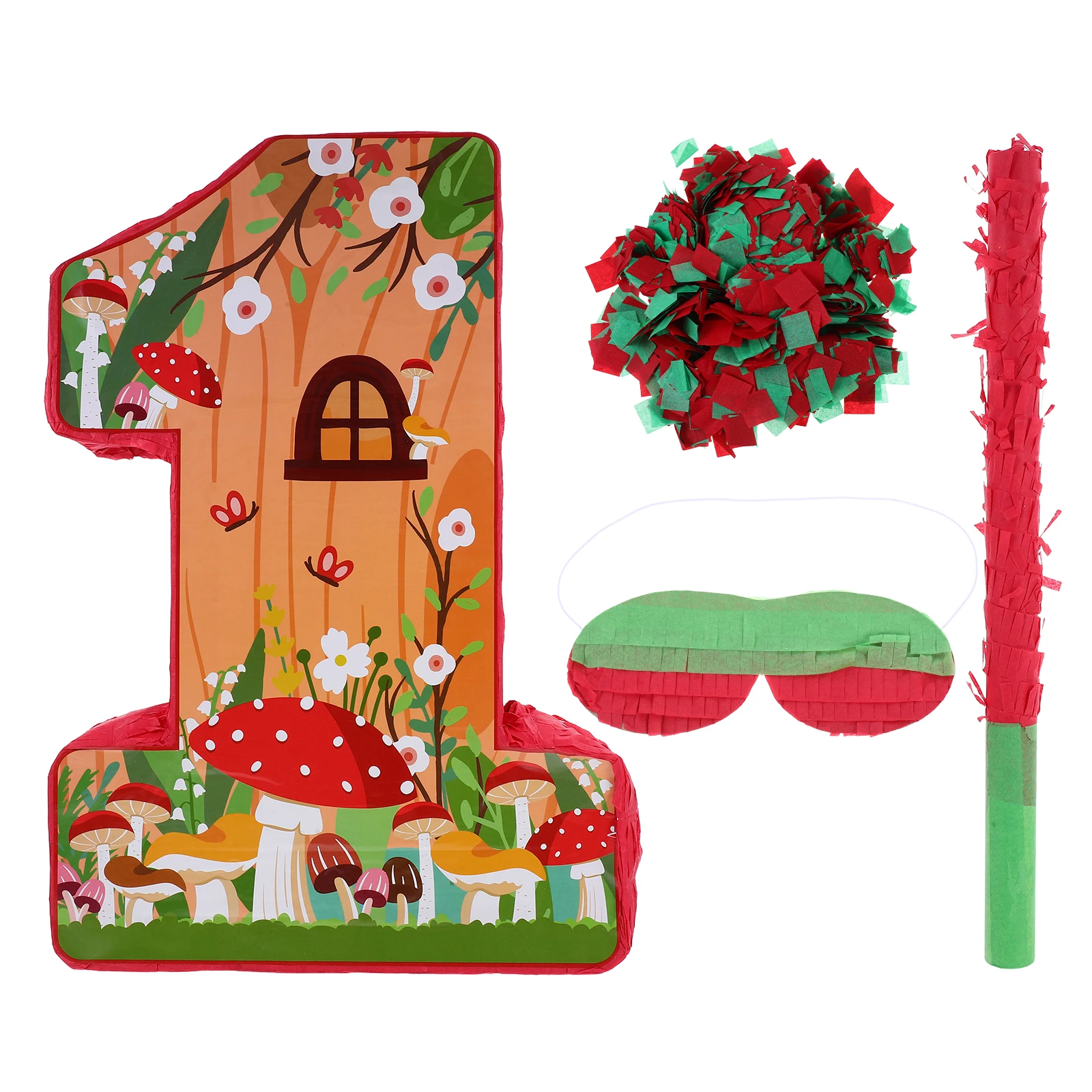 

1 set Mushroom Pinata Colorful Candy Theme Birthday Party Decorations Kids Halloween Paper Stick Graduation Large Pinatas Retro