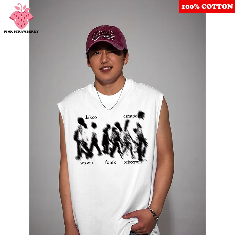

American Portrait Printed Vest T-shirt Men Summer 2025New Sport Fitness Swimming Run Shirt sleeveless Vest Quick Dry Y2k Top Men