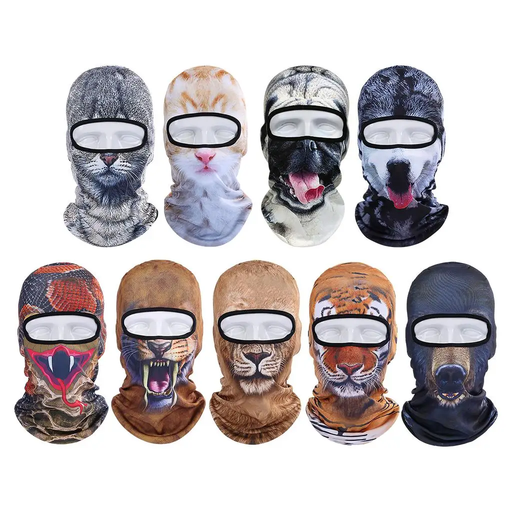 Cute 3D Cycling Ski Hat Balaclava Animal Cycling Headgear Soft 1 Hole for Riding Hiking Outdoor Halloween Winter