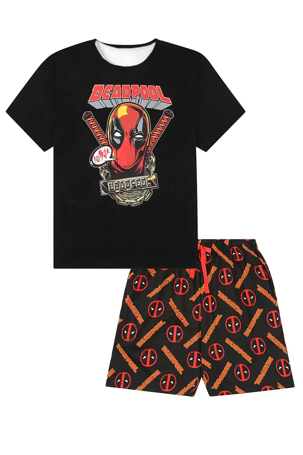 

Новый летний комплект с короткими рукавами и шортами Deadpool, повседневный комплект с мультяшным принтом, свободный крой, большие размеры, для мужчин и женщин, для взрослых и детей