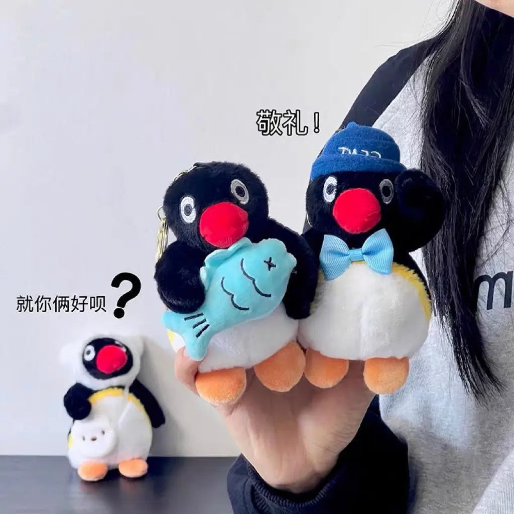 Pingu Penguin Plush Keychain Mini Stuffed Doll Bag Charm Bowknot Fish Decor Creative Gift Bag Decoration Fashion Accessories view 6
