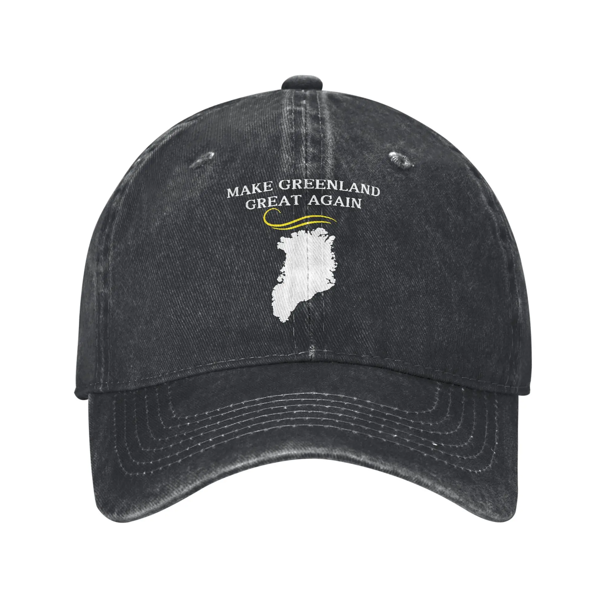 Casual Map Make Greenland Great Again Baseball Cap Men Women Distressed Washed Sun Cap Map Flag Outdoor Workouts Adjustable Hat