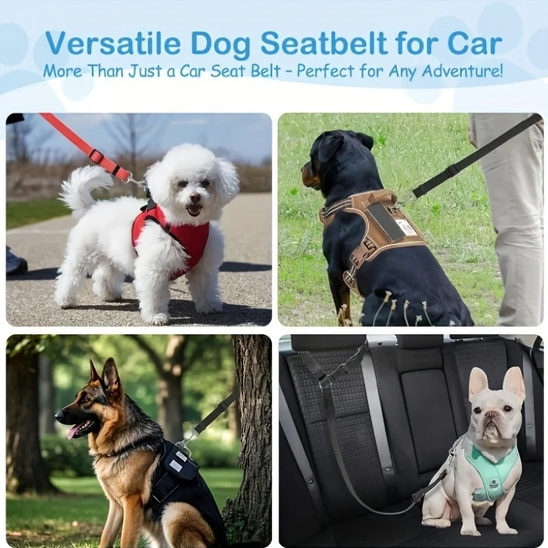 1 Verstellbarer Sicherheitsgurt für Hunde mit G-förmiger Haltevorrichtung - Geeignet für SUVs, Limousinen und kleine Vans, maschinenwaschbares Reise-Hundegeschirr (kopfstützenkompatibel) – Detail 8
