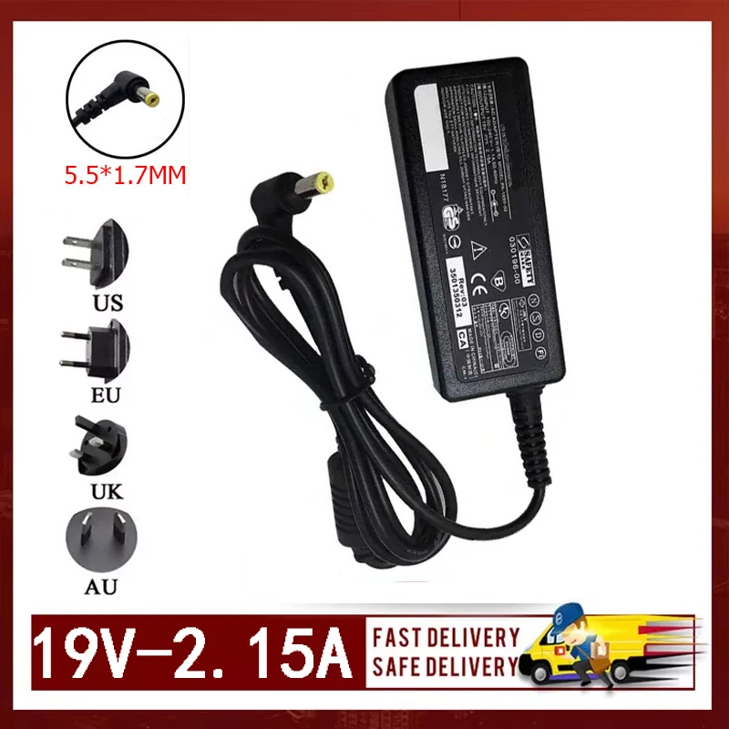 

Новый адаптер переменного тока 19 В 2,15 А 40 Вт 5,5*1,7 мм, адаптер зарядного устройства для Acer Aspire 522 521 722 D255E, адаптер питания