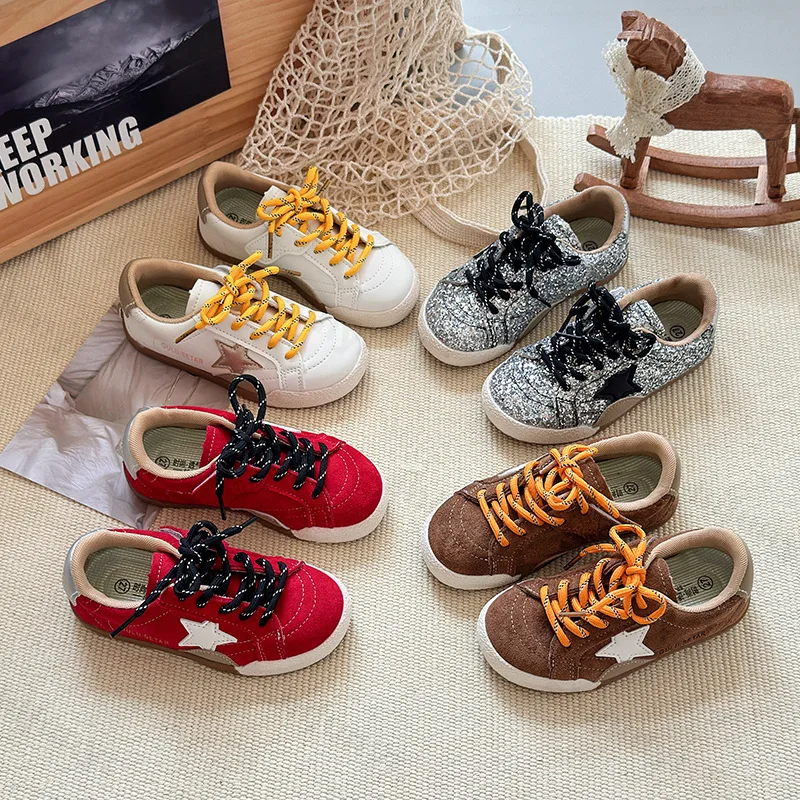 

Детские повседневные кроссовки, осень 2023, новые модные кроссовки для бега для мальчиков и девочек, детская уличная прогулочная обувь с блестками