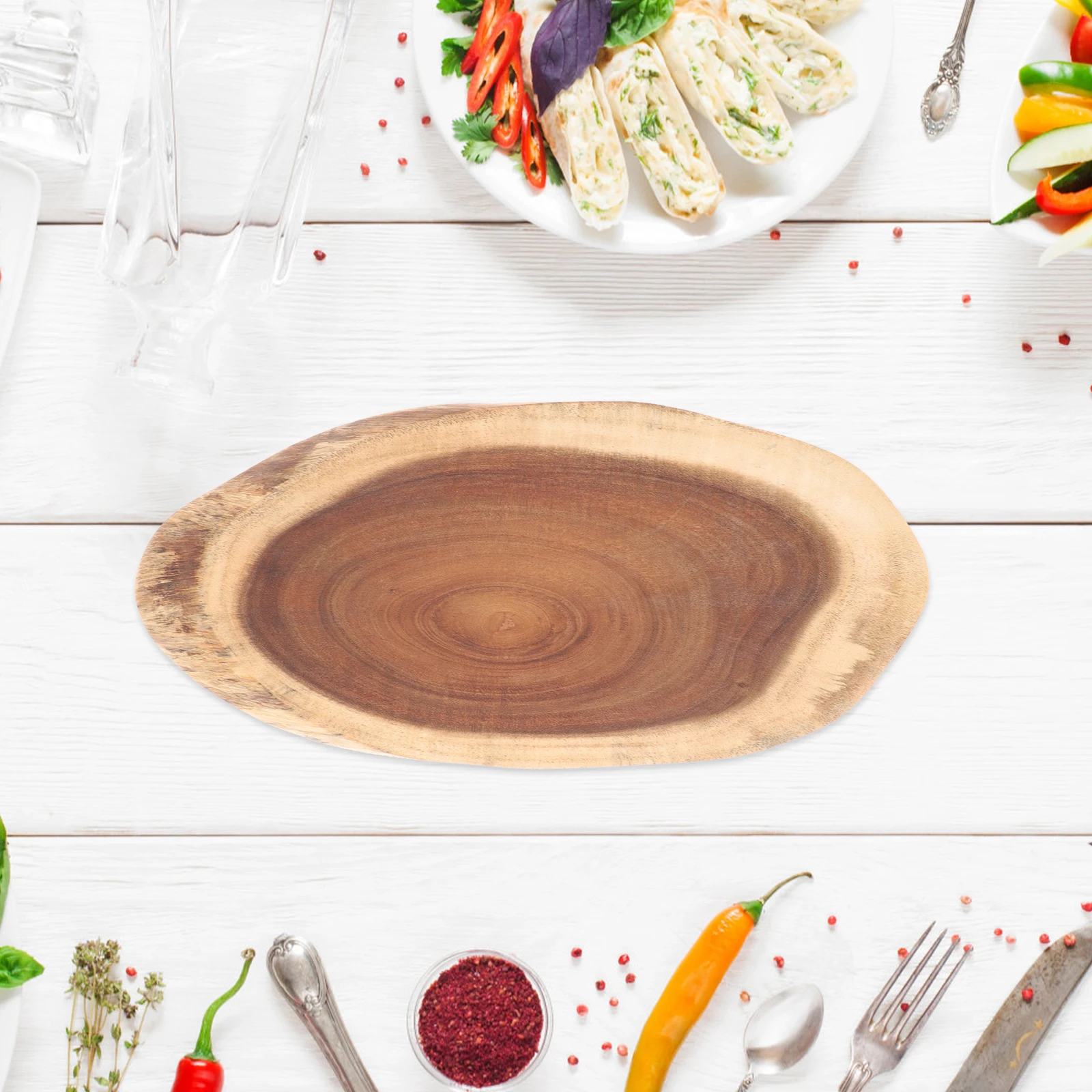 

Premium Acacia Wood Cutting Sturdy Kitchen Chopping Board Irregular Stump Design Multi-Use Home Restaurant Essential