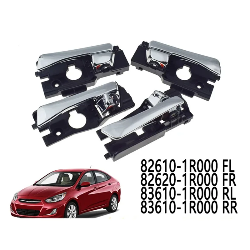 

4 Pcs Car Chrome Interior Door Handle For Hyundai Accent 2012-2017 Fits 82610-1R000 82620-1R000 83610-1R000 83620-1R000