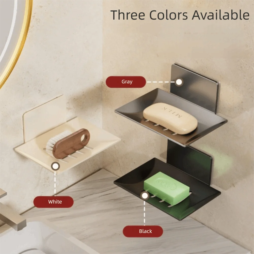 

Держатель для мыла для душа из углеродистой стали, настенная мыльница без перфорации, самовыравнивающаяся фильтрованная полка для хранения мыла