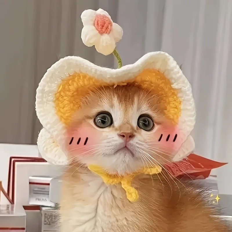1pc Flower Seedling Pet Hat Elastic Design Knitted Cute Delicate Hat for Party Photography