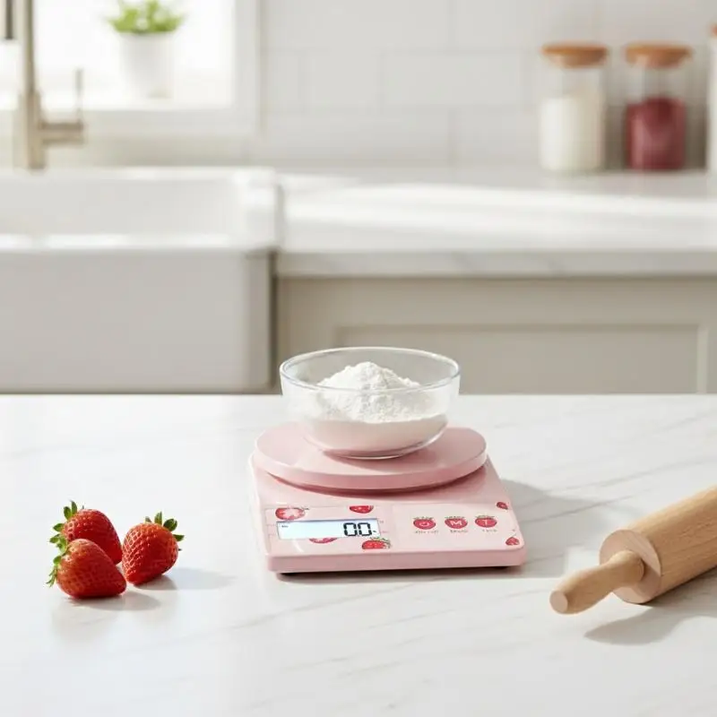 High Precision Digital Food Scale 1g Cartoon Strawberry Kitchen Scale Multifunction for Baking Cooking Diet Plan
