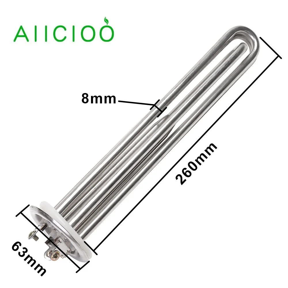 

AIICIOO heating element 220v/380v 6kw Tubular electric heater With temperature probe resistance to heat heating liquid SUS304