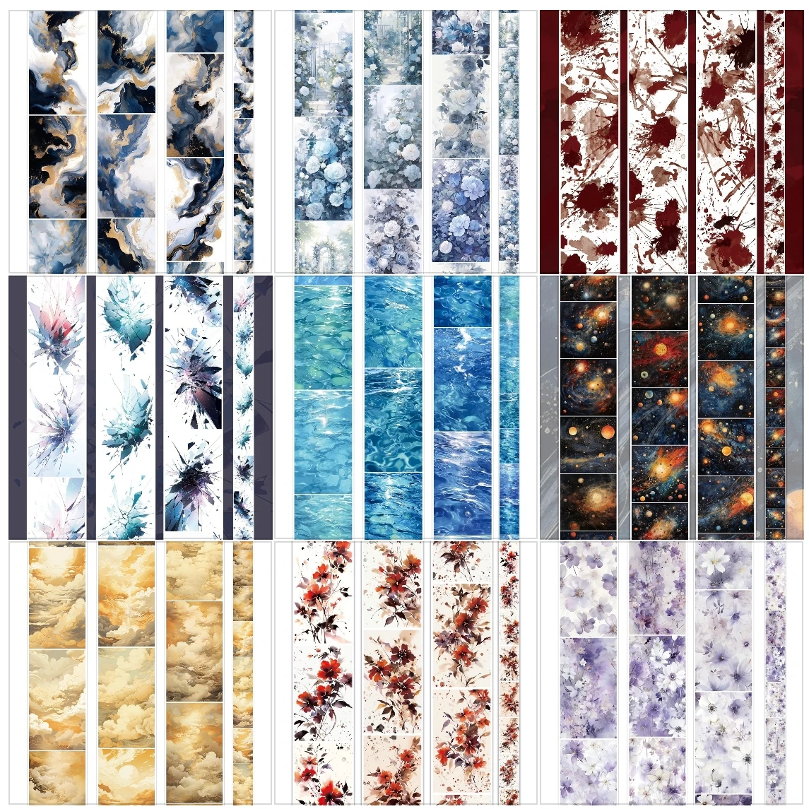 New Large Background Pet Washi Tape Collection Flower/newspaper/water