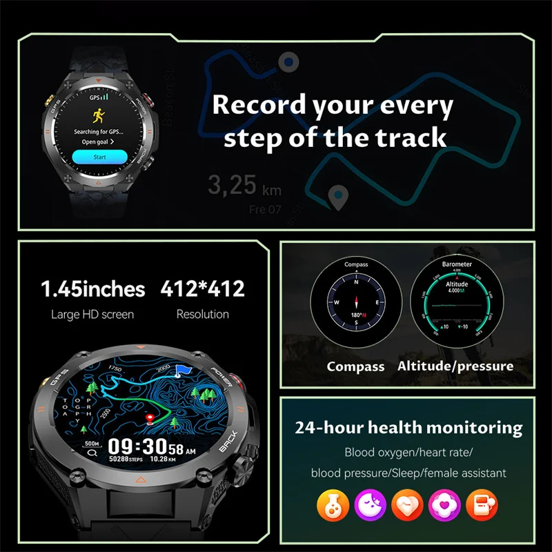 2025 neue Für Xiaomi Outdoor Sport Smart Uhren Männer Integrierte GPS Kompass Bluetooth Anruf 650 Mah Batterie Fitness Trackr Smartwatch