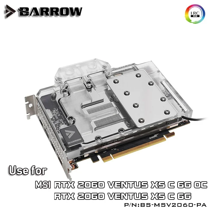 

Водяной блок BARROW для MSI RTX2060 Ventus XS C 6G OC/5V 3-контактный разъем A-RGB