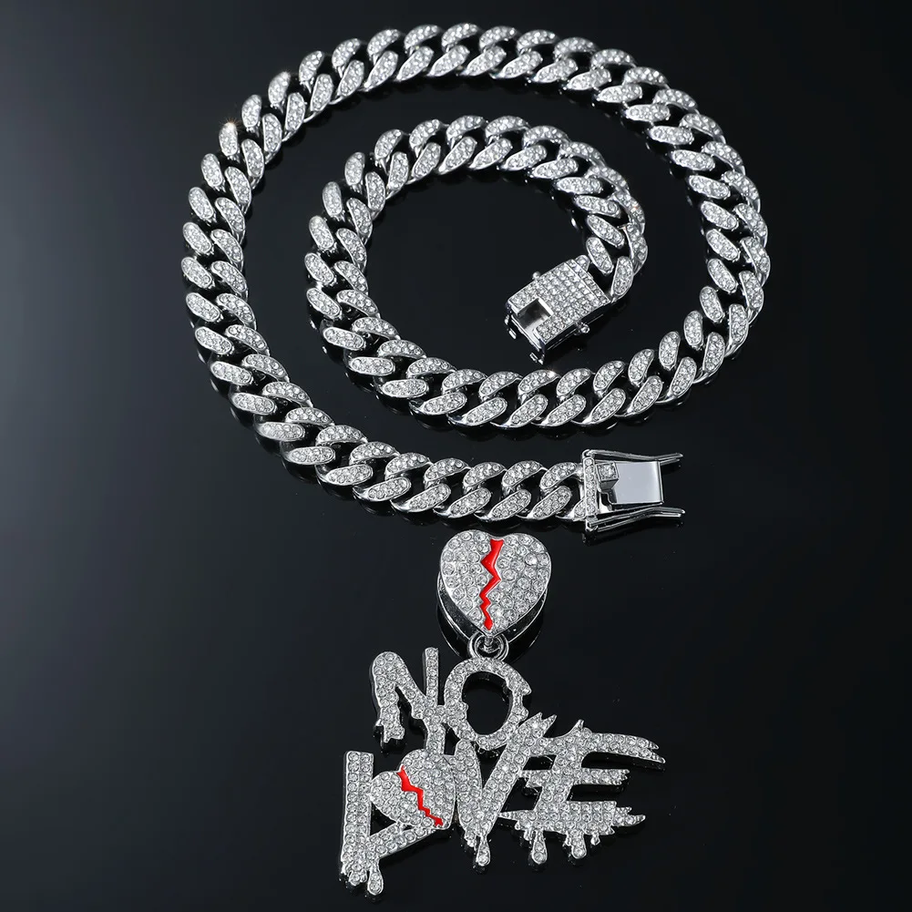 Hip-Hop   Splicing Letter Love Pendant Men's Clavicle Chain Heartbreak Letter  Party Special