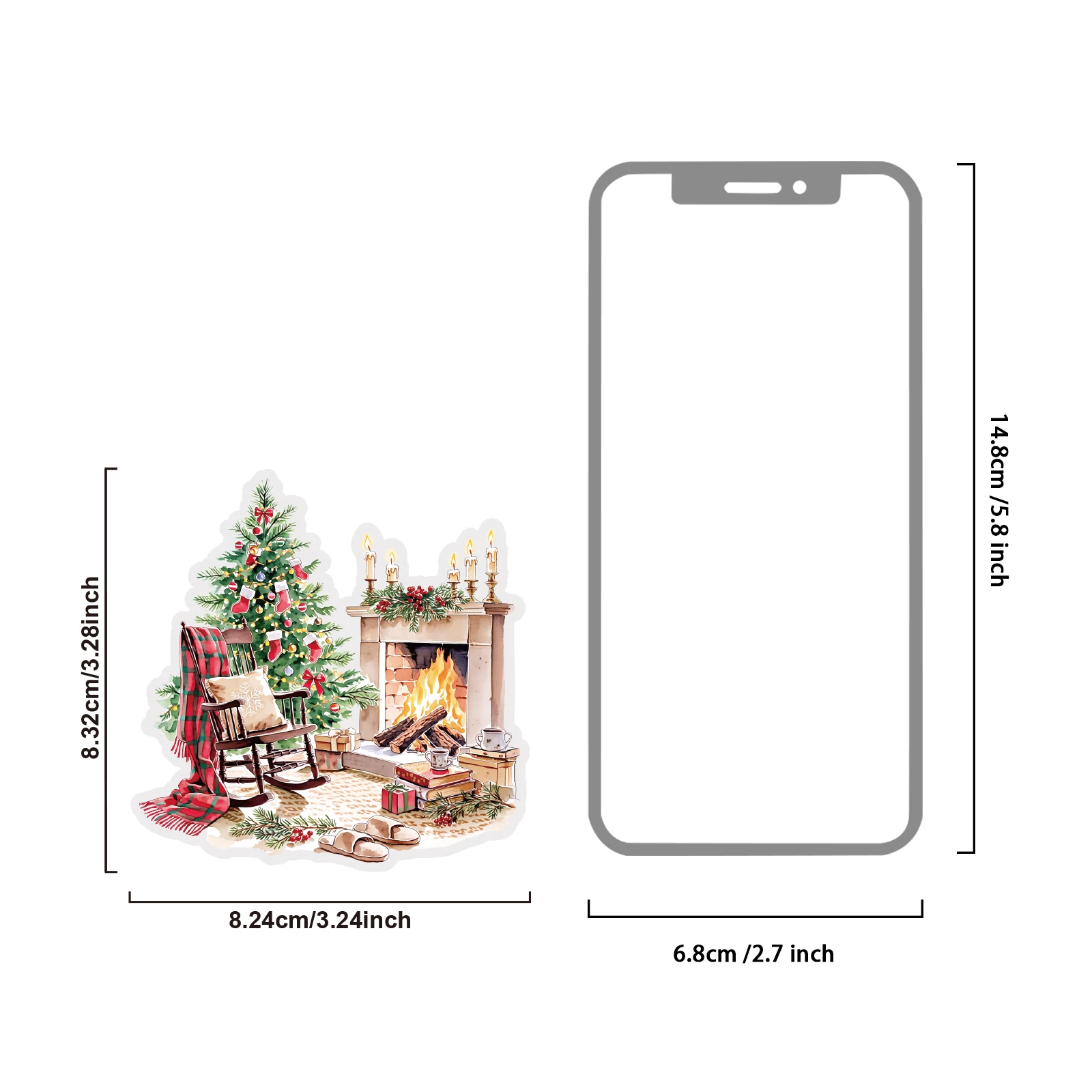 Etori Life 15Pcs Classic Red Plaid Christmas Scene Sticker Pack Indoor Home Town Street Scene Greeting Card Album Gift Packaging Decoration Material Suitable for Laptops, Phone Backs, Guitars, Photo Albums, Postcards and Envelopes, Helmets and Bicycles, Scrapbook Supplies, Gift Box Packaging, Handmade Gift Paper Bags, Room Decoration, Christmas Holiday Stickers, Party Decorations, Cycling Decals