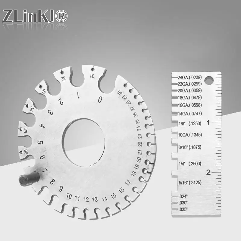 0-36 Round AWG SWG Wire Gauge spessimetro calibro diametro strumento misuratore in acciaio inossidabile saldatura ispezione Wire Gauge