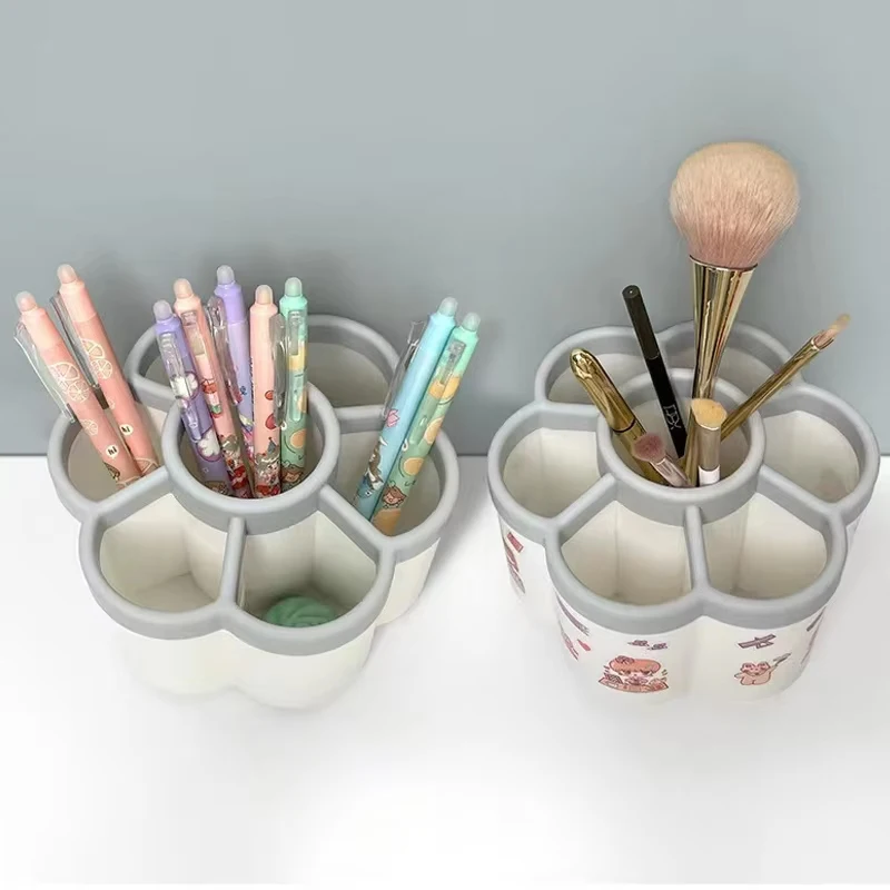 360 ° Rotating Desk Storage Bin, 6-Grid Desktop Pen Holder, Desk, School And Home Office Supplies Storage Box ﻿