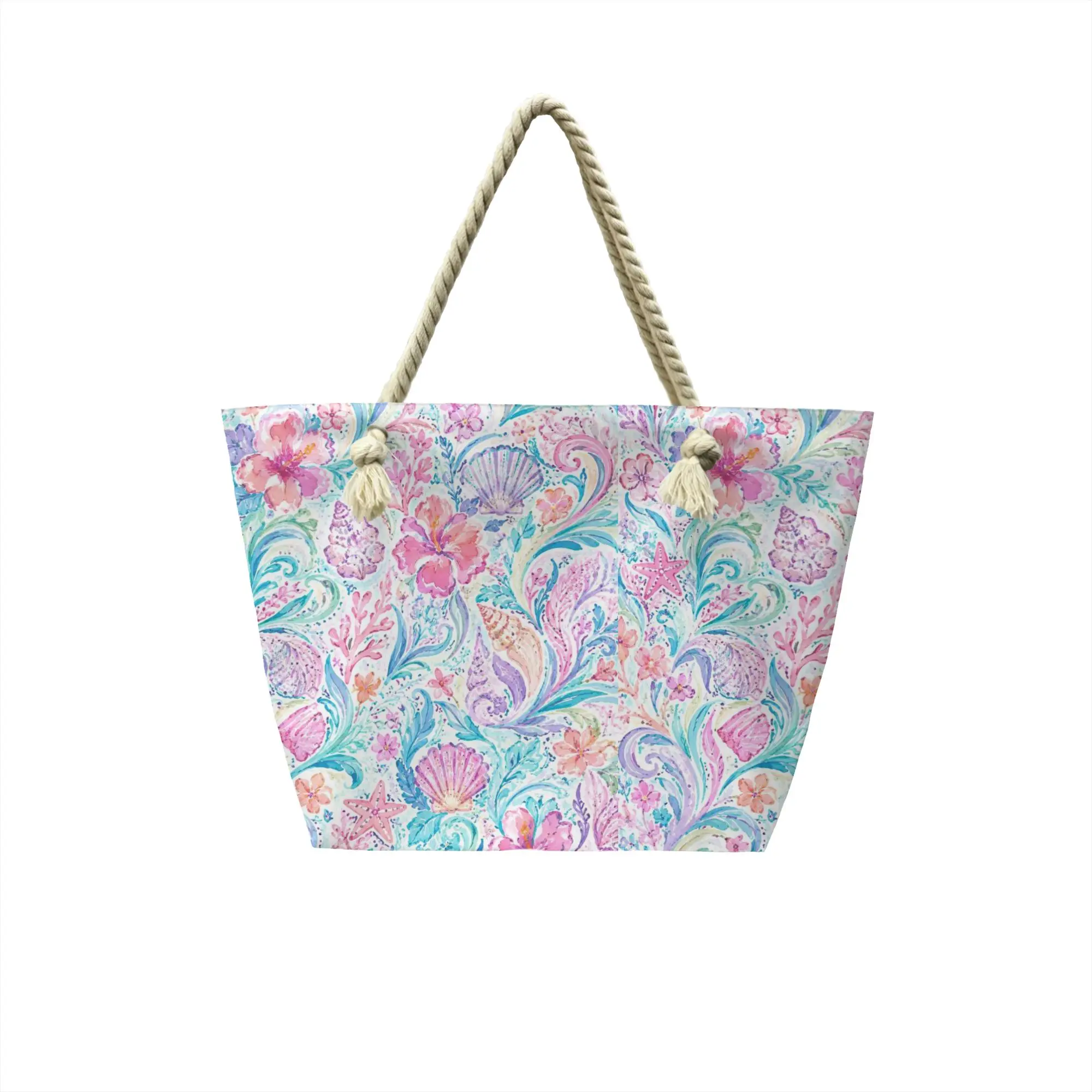 Custom Hawaiian Wind Shopping Canvas Bags Women Reusable Large Capacity Groceries  Tote Shopper Bags