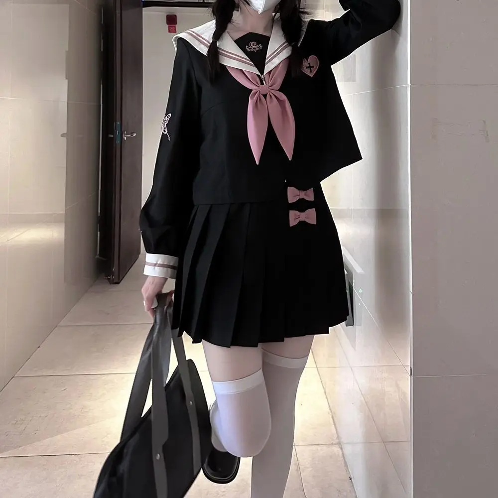 Terno japonês JK uniforme de estudante, saia plissada, roupas escolares estilo universitário, roupa de marinheiro feminina, uniforme cosplay