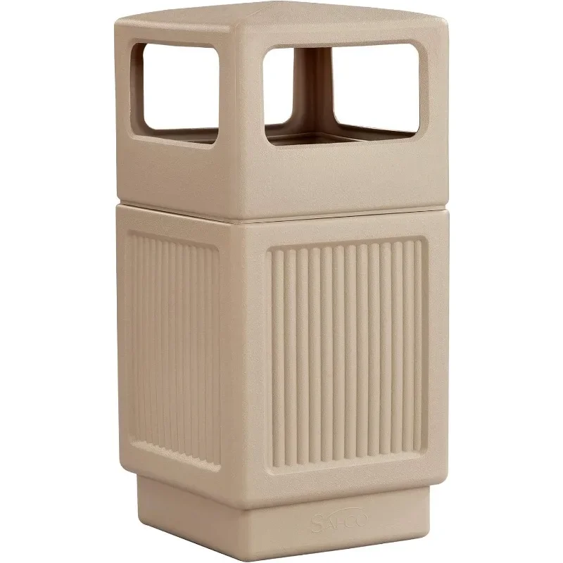 

Indoor and Outdoor Use, Durable & Weather-Resistant Trash Repstacle, 38 Gallons, Tan