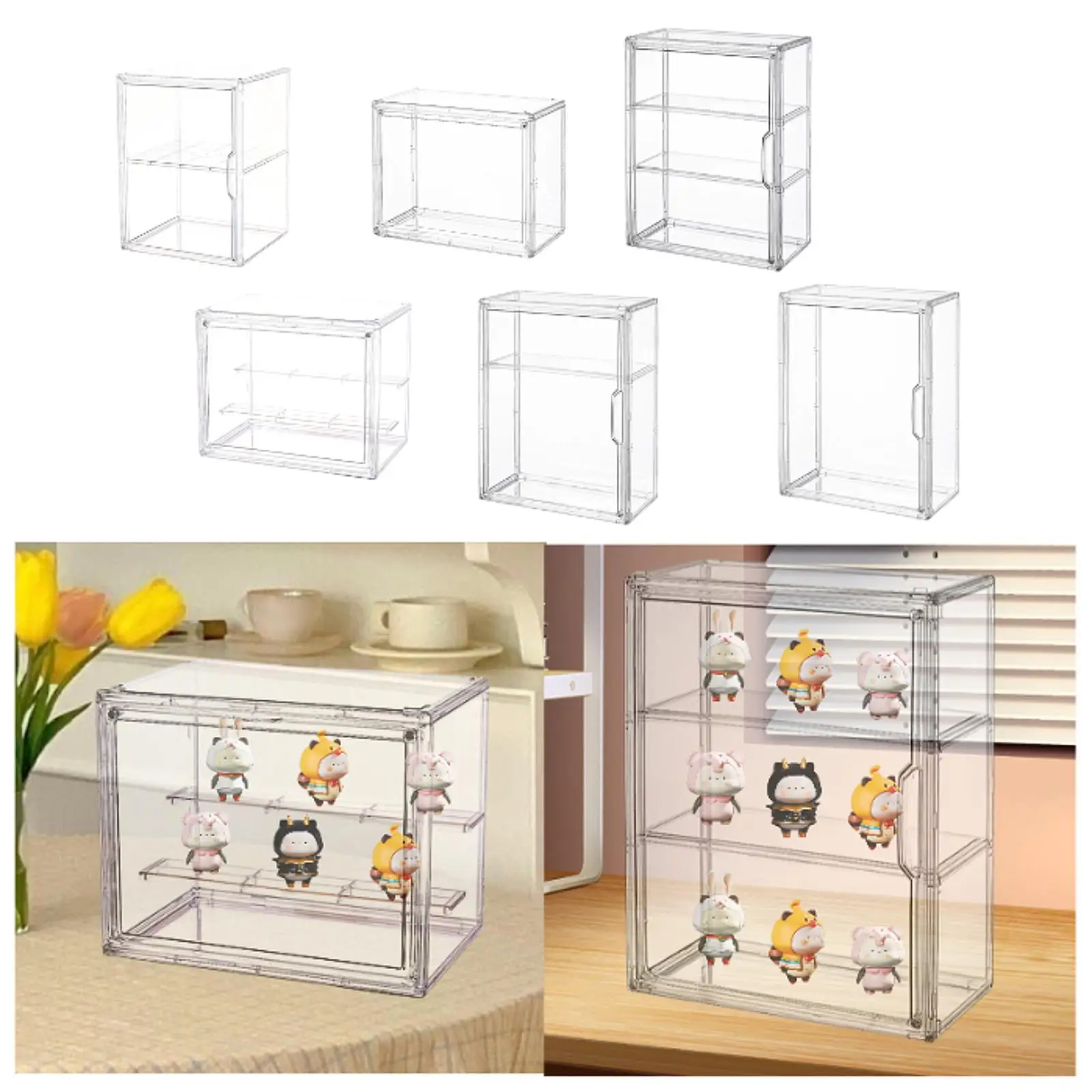 Beeldje Vitrine Met Kast Stofdicht Veelzijdig Helder Model Organisator voor Kantoor Plank Tafelblad Woonkamer Slaapkamer