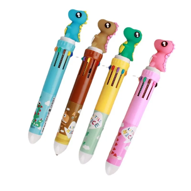 Wholesale Online Dinosaur Cartoon Ballpoint Pen 10-color Multicolor Ballpoint Pen Stationery