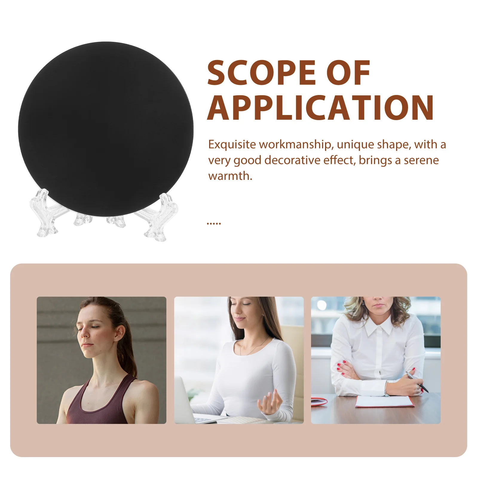 

1Set Obsidian Mirror Circle Disc with Stand Polished Surface Home Office Meditation Divination Desk Decor Gift