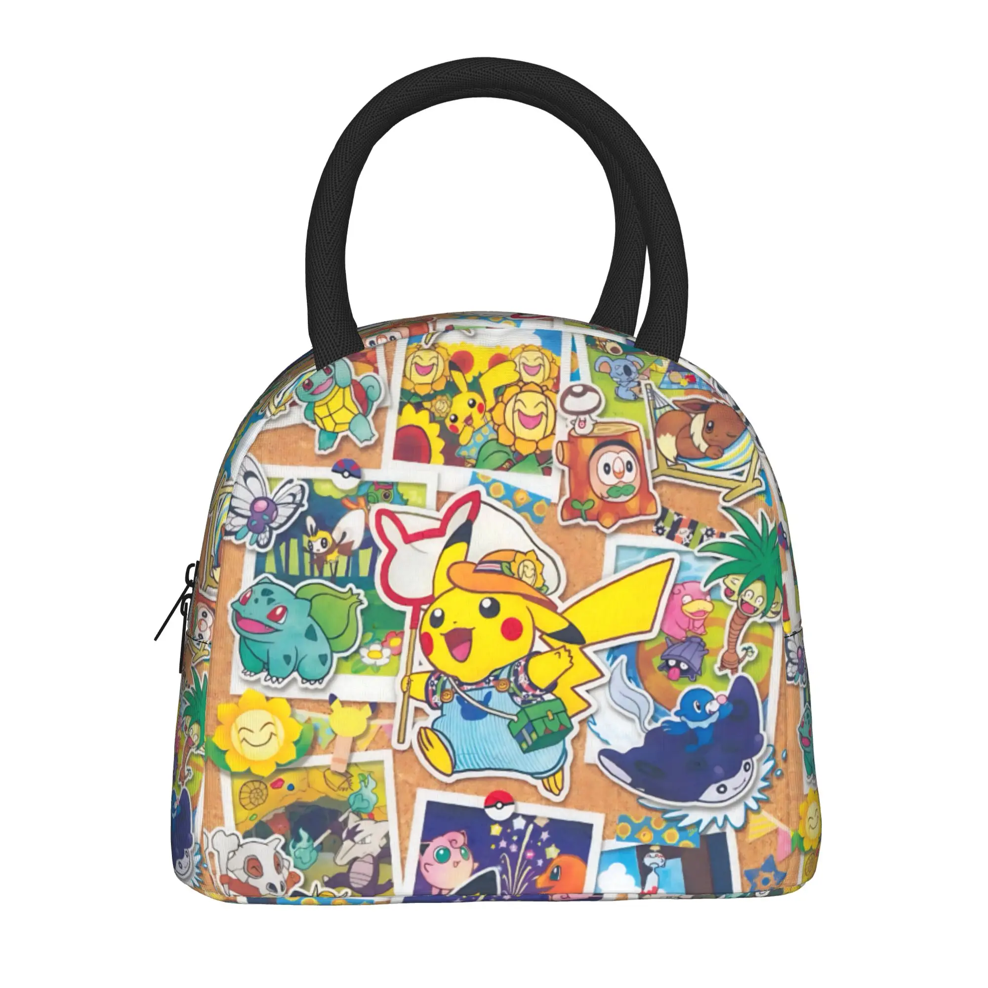 Cartoon Pokemon Theme Handbag Insulated Lunch Bag Ice Pack Rice Bag  bolsa Student Bento Lunch Handbag Insulation