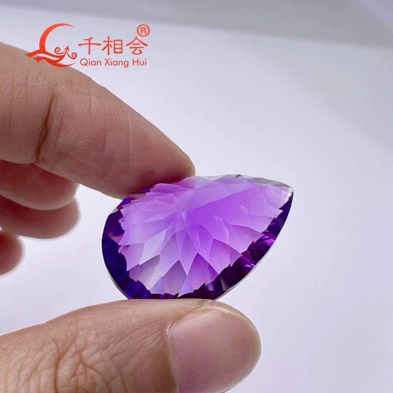 35.89ct to 39.32ct pear shape millennium cutting beautiful Natural Amethyst gemstone loose stone with GRC certificated