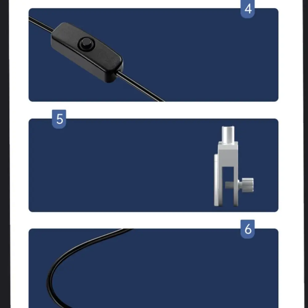 Clipe de luz led para tanque de peixes, à prova d'água, pequeno, durável, tira de luz cob, iluminação rotativa usb, luz de grama de água, tanque de peixes