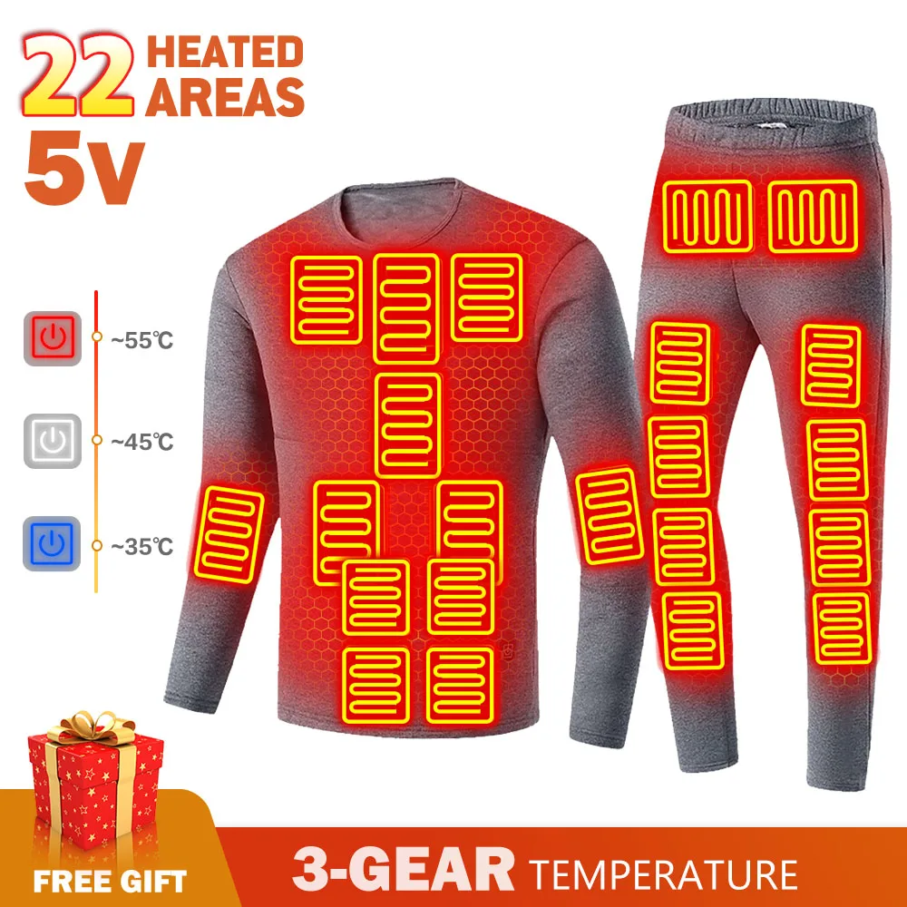 

Winter Thermal Heating Underwear Heating Jacket Vest Ski Suit USB Electric Heating Suit Self-heating Underwear Men Ski Suit