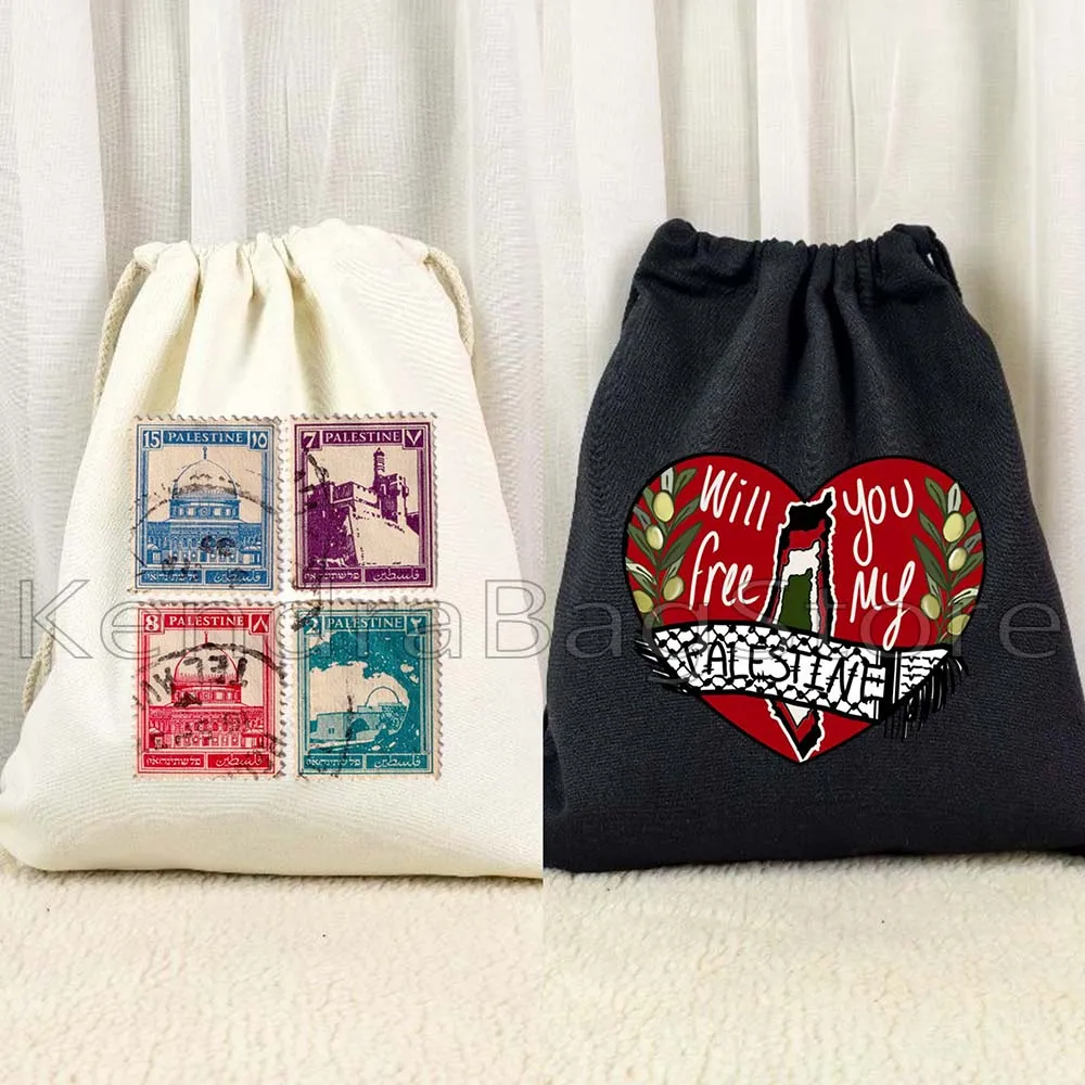 

Ретро Tatreez с вышивкой Al Aqsa Мечеть Рюкзак на шнурке Сумки Мир Арабские подарки Каллиграфия Спортивный тренажерный зал Сумка на шнурке