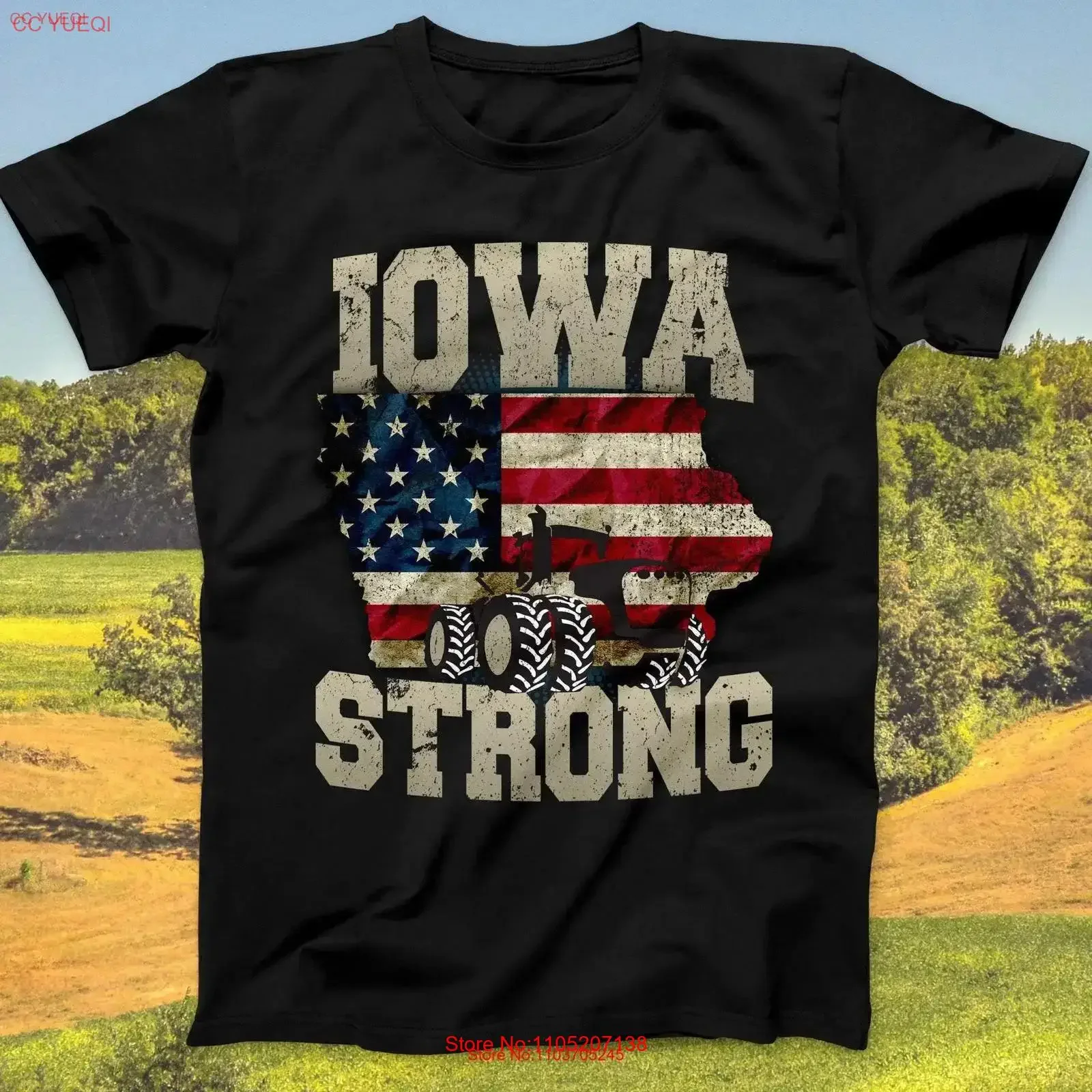 

Футболка Iowa Strong Ферма Состояние и США Флаг Накладка Винтажный Стиль Дизайн Винтаж Промытый Растянутый Мягкий homme Унисекс Универсальный