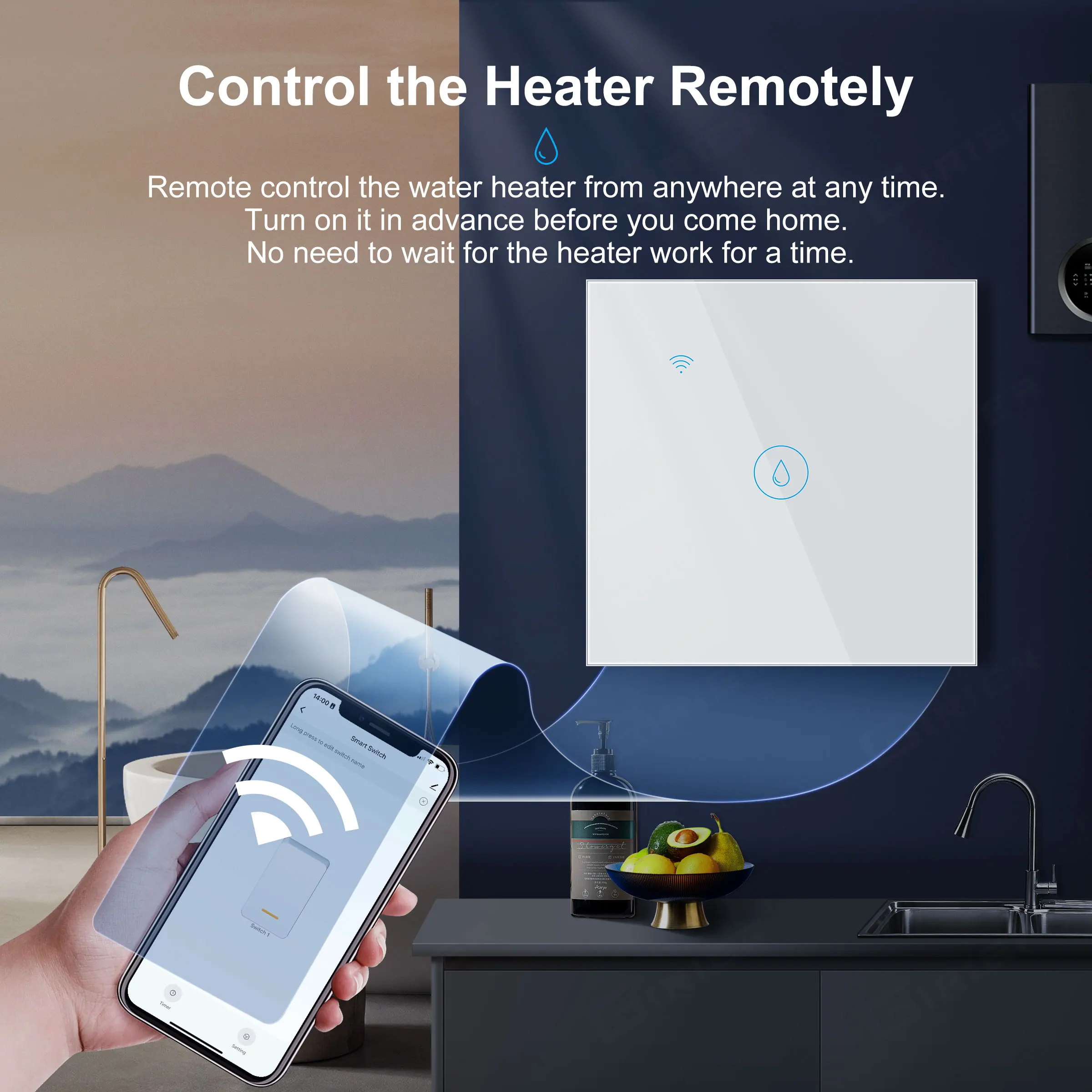 GIRIER Tuya Smart Water Heater Switch 8000W Wifi Boiler Heating Switch 40A for Smart Home Works with Alexa Google Home Assistant