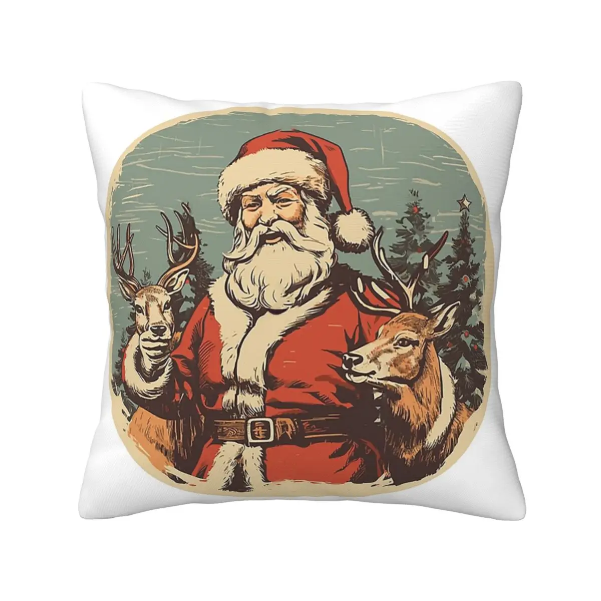 

Christmas Santa Claus A Vintage Christmas Soft fabric Pillows for sofa Dropshipping Digital printing 50x50cm Cushion Cover