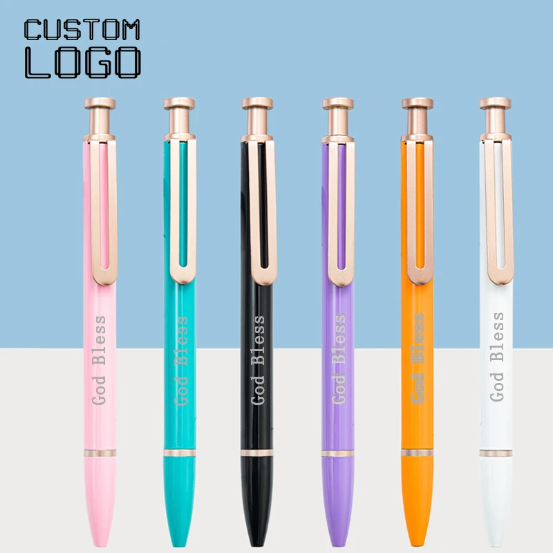 

Makaron Multicolor Metal Ball Point Pen Personalized Customized Logo Business Hotel Signature Pens School Office Stationery Gift