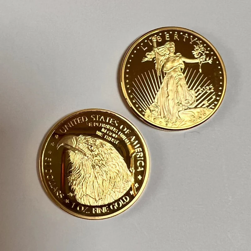 5 Pcs Non Magnetic Freedom 2022 Upside Down Badge 24K Real Gold Plated 32.6 Mm Eagle Souvenir Commemorative Decoration Coin