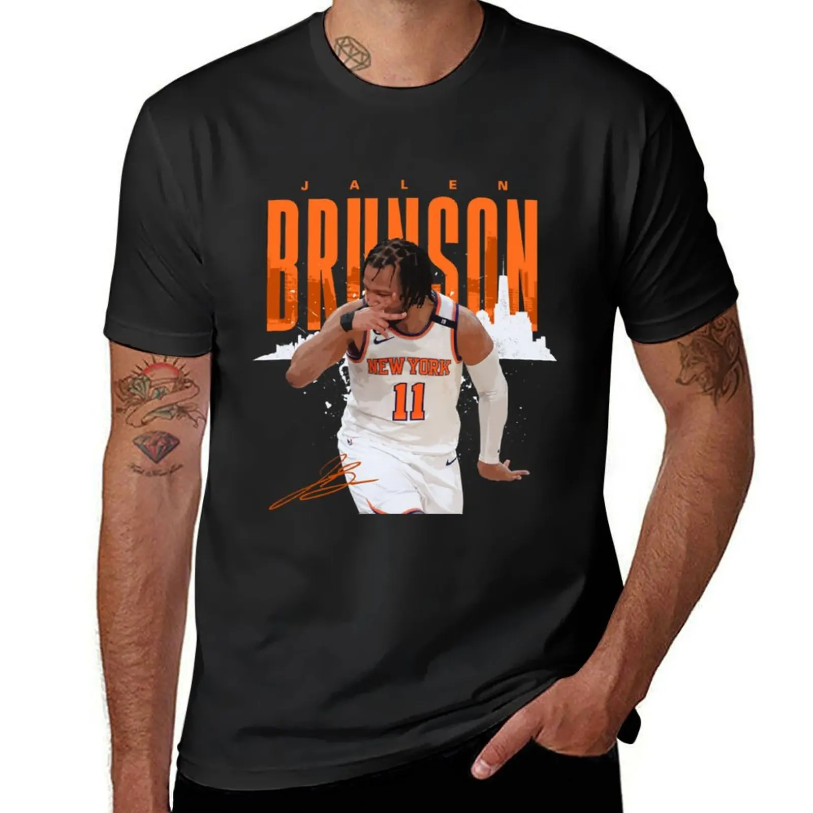

Jalen Brunson T-Shirt oversizeds customizeds blacks heavyweight t shirts for men