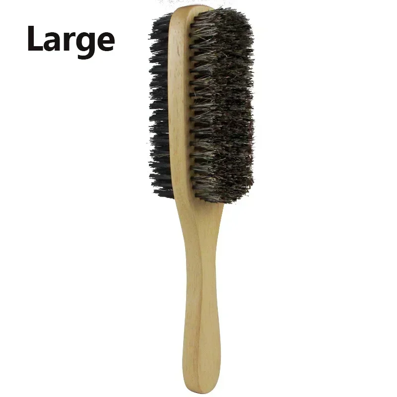 1 Stuks Mannen Varkenshaar Borstels Natuurlijke Houten Golfborstel Voor Mannelijke Baard Haarborstel Dual-Purpose Dubbelzijdige Baard borstel S/M/L