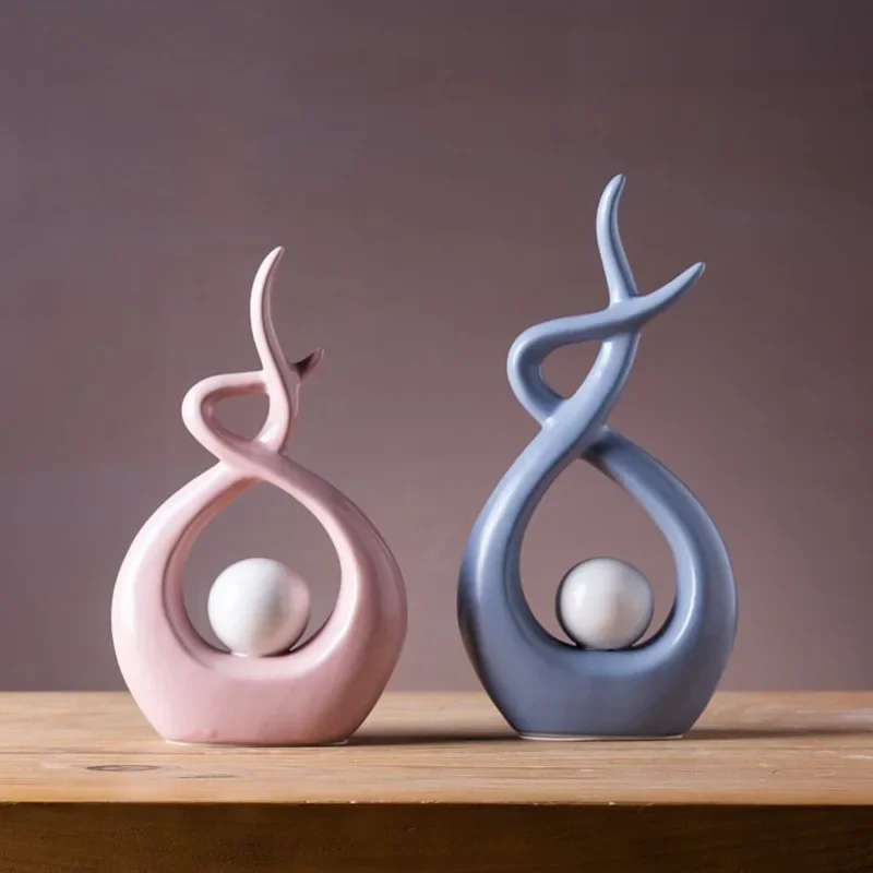 

Ceramic Abstract Small Figurines Creative Nordic Ornaments Bookshelf TV Cabinet Living Room Porch Decorations