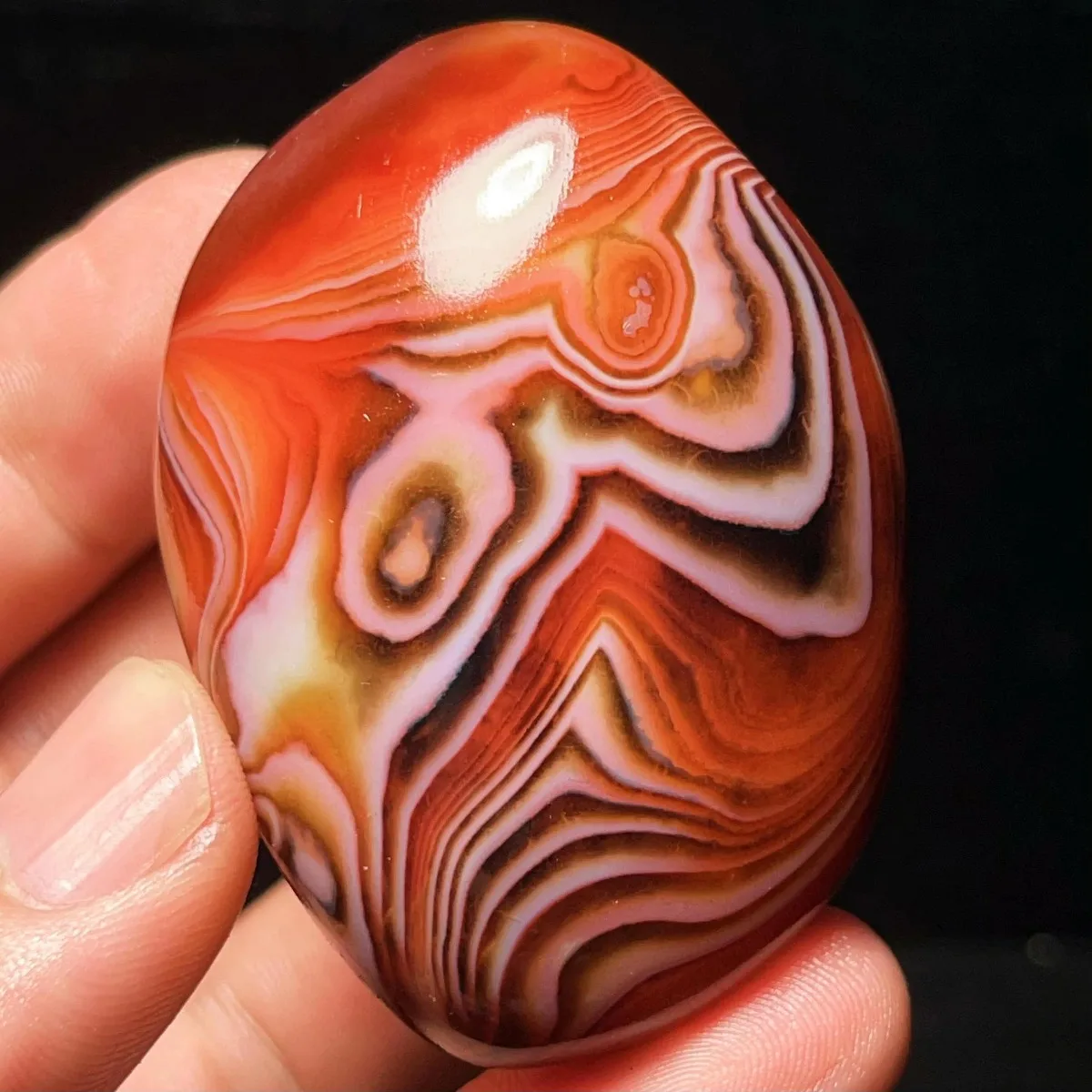 Gift Stone Colorful Pattern Banded Agate, Tumbled Polished Stone, Birthday Gift, Natural Stone, Crystal Collection, Desk Decor