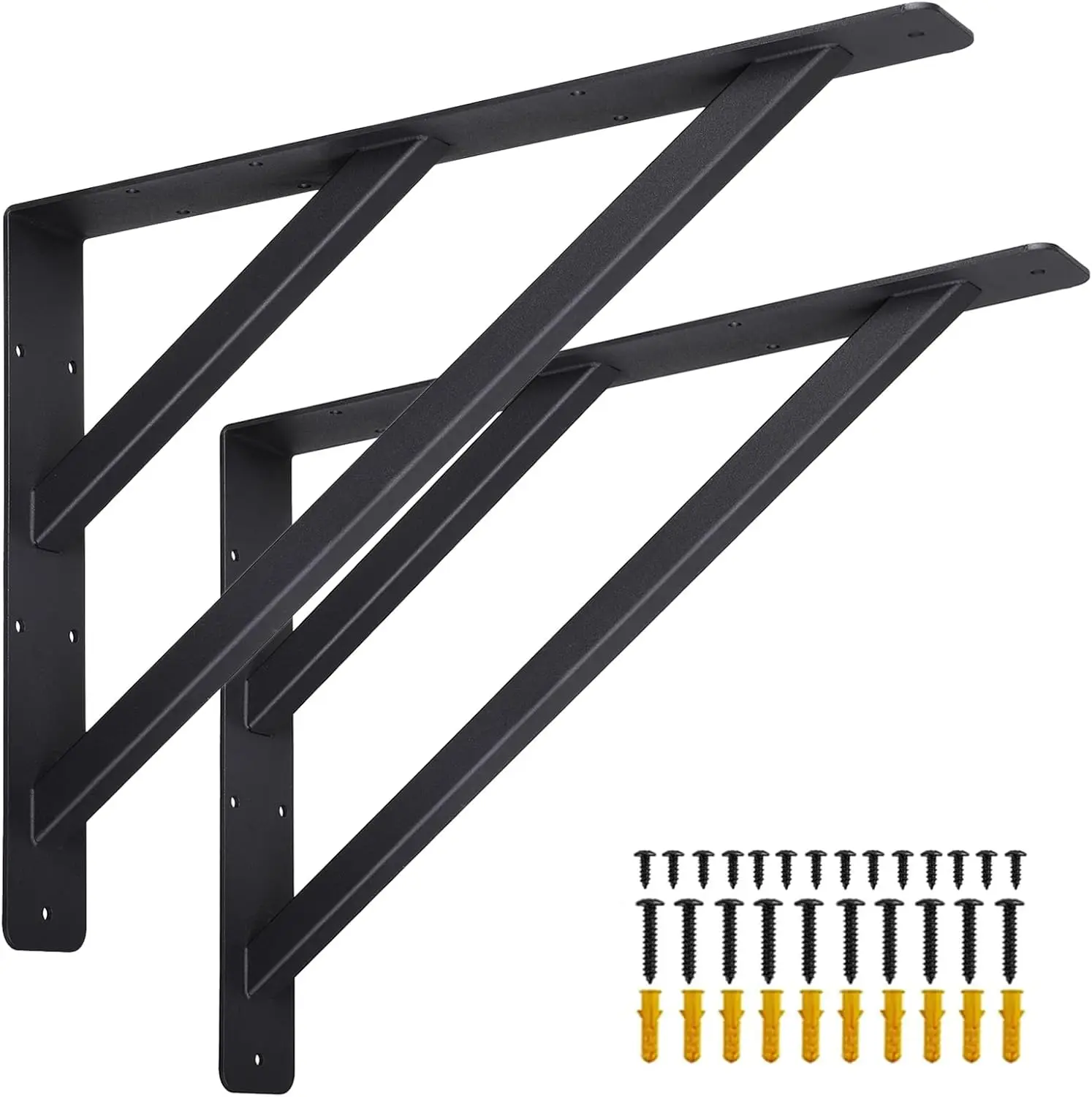 2Pcs Heavy Duty Shelf Brackets, 16"x12" Wall Mounted Floating Countertop Support for Shelves, Cabinetry, Tables