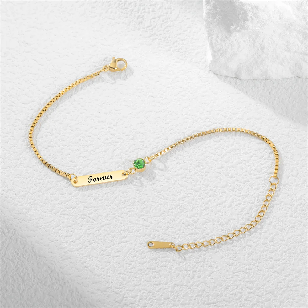Personalised Engraved Name Bracelet Stainless Steel Bar Jewellery_voghion.com