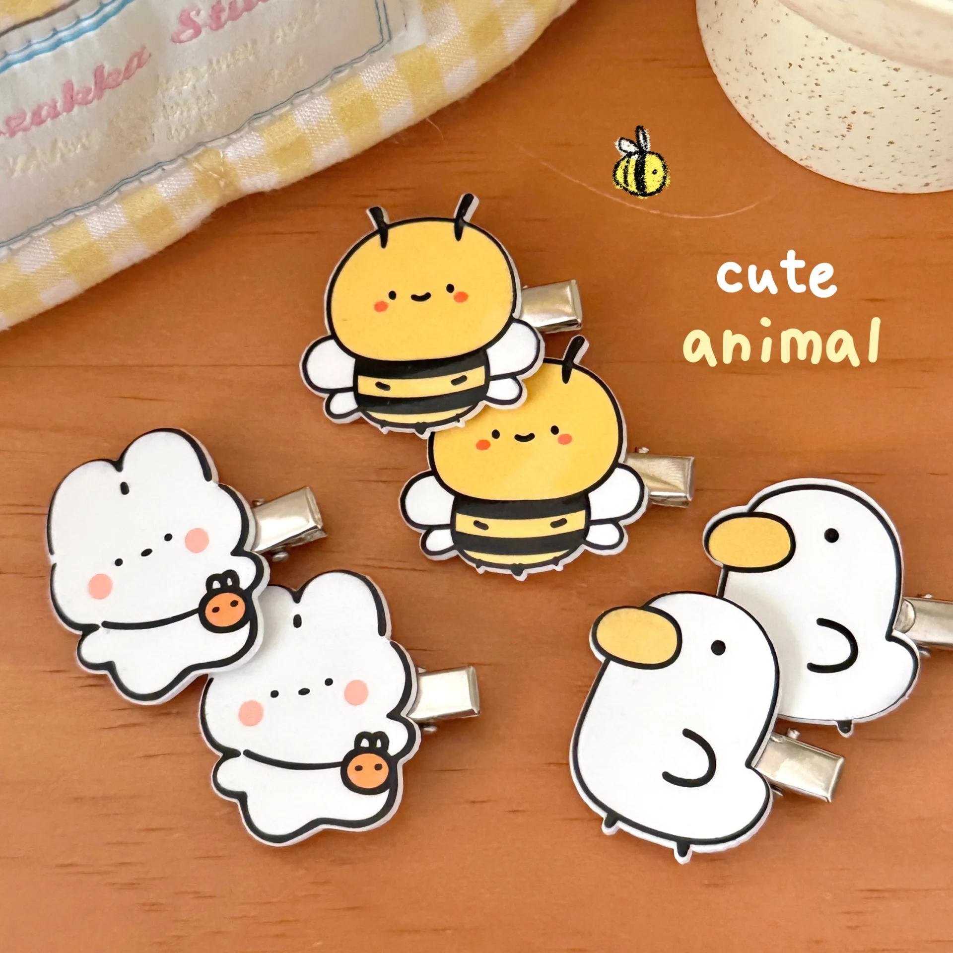 2/6 Pcs Cute Cartoon Bee Goose Hairpin Clip Forehead Hair Clip Student Decorative Side Clip - view 6
