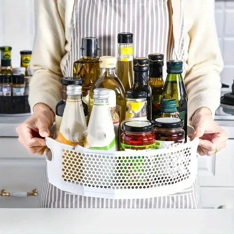 360° Rotating Storage Rack, Kitchen Edibles Oil Seasoning Bottle Storage Tray, Fruit And Vegetable Holder Tray