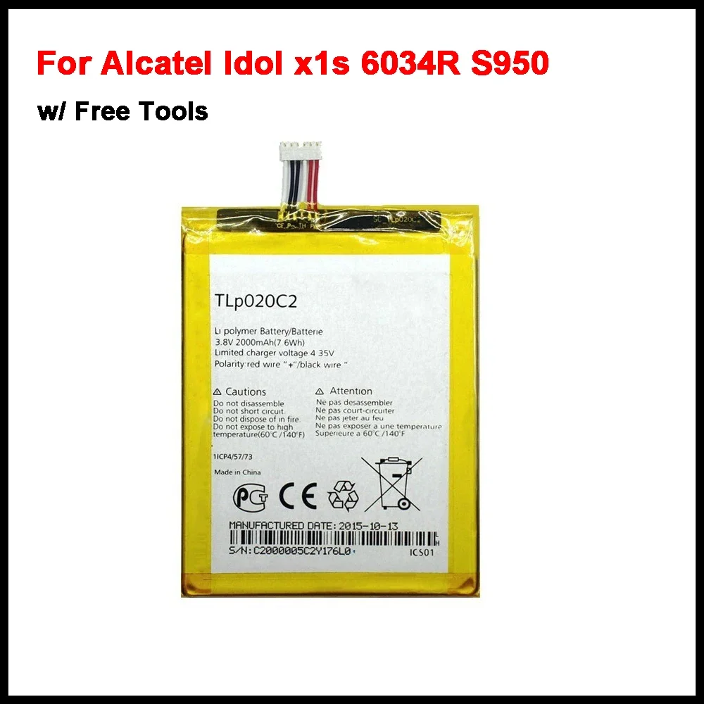 Original TLP020C1 TLP020C2 2000mAh Battery For Alcatel Idol x1s 6034R S950 Idol x 6037y 6040x 6032 TCL S950 Smart Phone