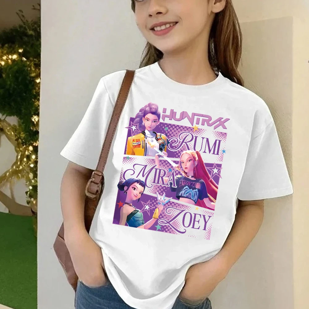 

Kpop Demon Hunters Children's T Shirt Short Sleeve Kdis T-shirt Cute Kpop Demon Hunters Tiger Harajuku Tshirt for Boys Girls