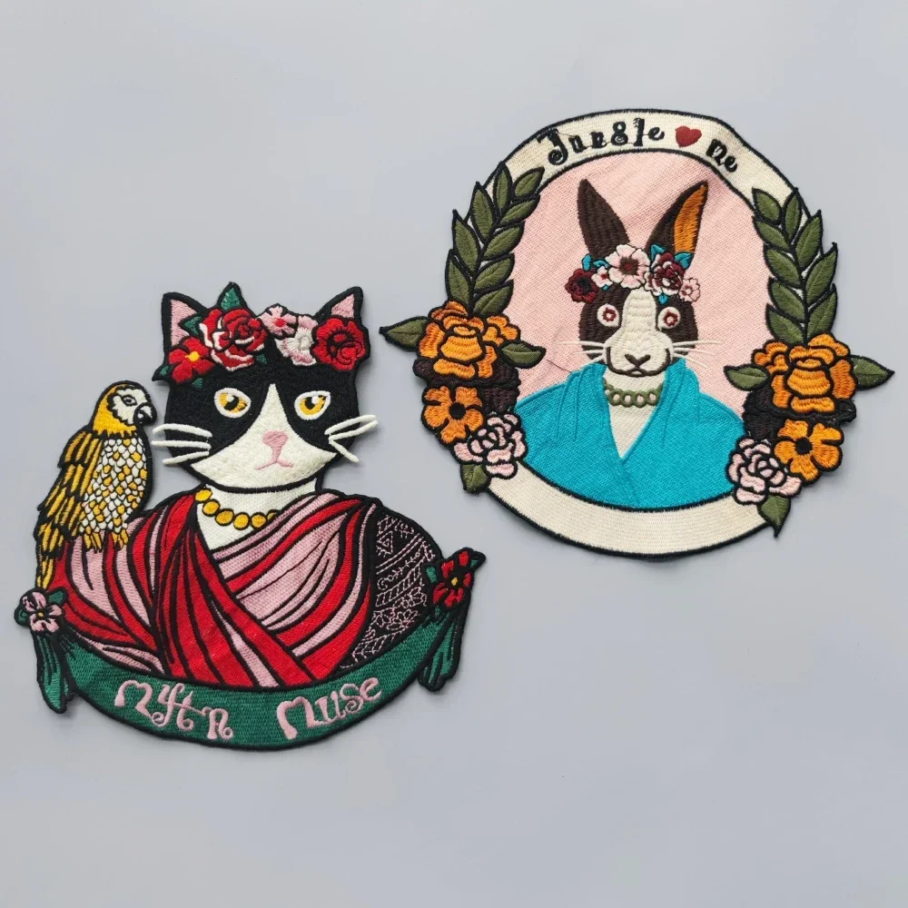 Embroidery Cat Patch Animal Cartoon Towel Patches,chenille Bears Girls Badges,rabbits Appliques for Clothing WF237241